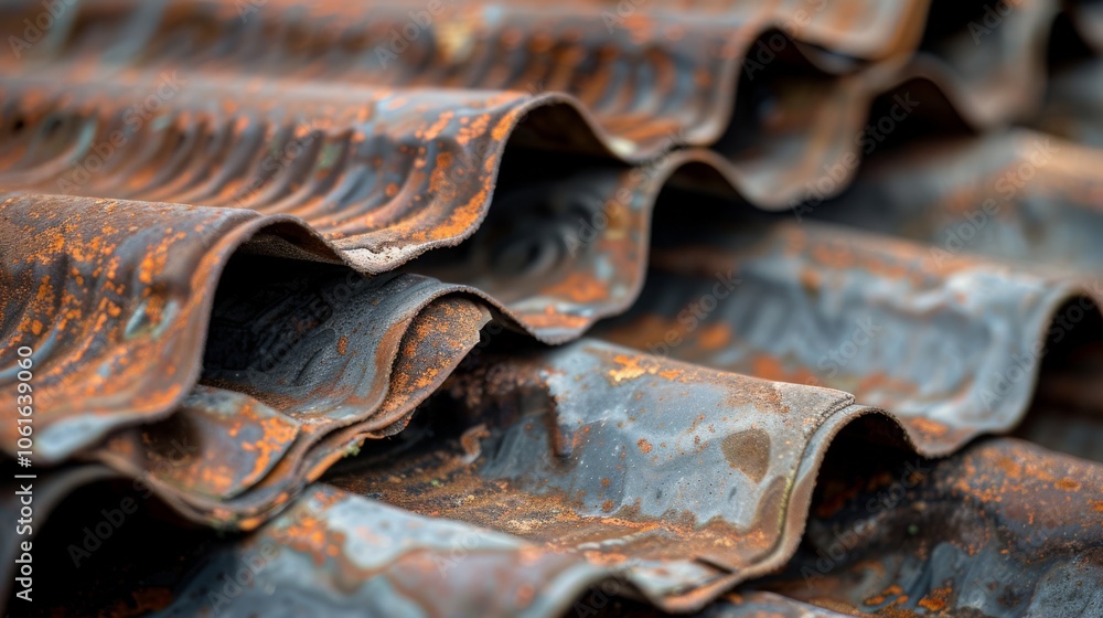 Metal Sheet Ruated Corrugated metal sheets stacked in a rugged pile show off their rusted ...