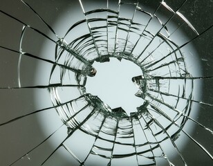 Broken Glass Window With Hole. shot concept