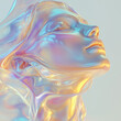 © Tinkerbell - Female head sculpture portrait in pastel colors flowing liquid elements