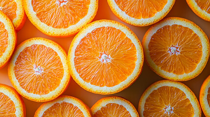 Orange slices. Seamless background. Orange fruit texture. Fruits for healthy eating concept.