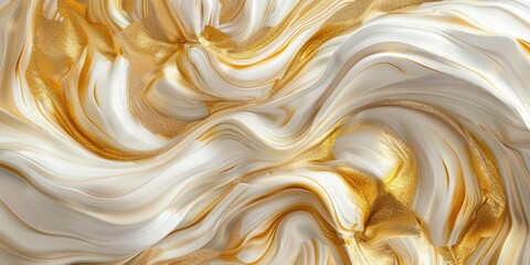 A detailed view of polished gold and white marble