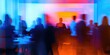 © kwanchaift - Blurred professionals at a corporate seminar, illuminated by vibrant, abstract lighting and soft ambient elements.