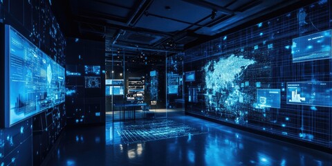Aufkleber - A cutting-edge research lab featuring AI-powered tools discovering key insights.
