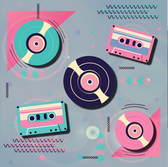 Vinyl, cds, 90 cliparts, stickers decoracion de musica