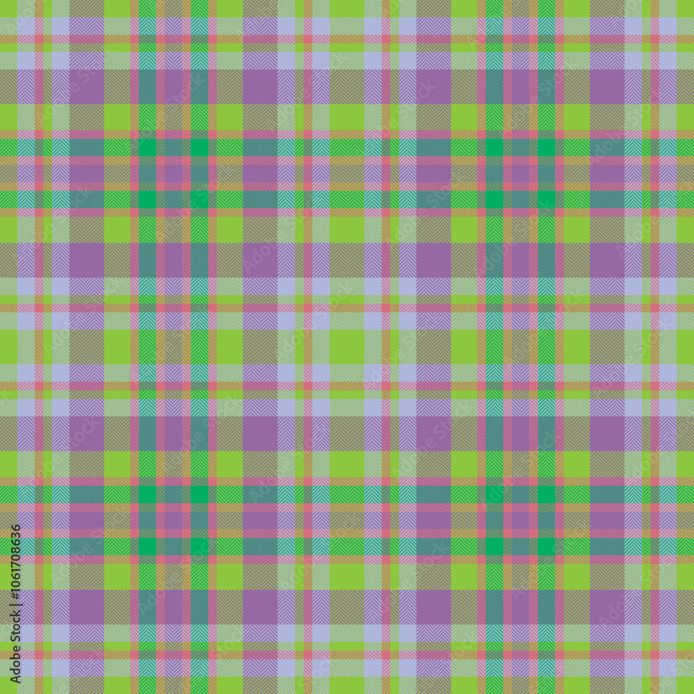 Plaid seamless pattern. Check fabric texture. Vector textile print.