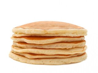 Stack of pancakes isolated on a white background. Close-up.