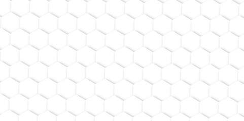 Abstract pattern with hexagonal white and gray technology line paper background. Hexagonal 3d vector grid tile and mosaic structure simple style hexagonal graphic concept. Futuristic surface design.	
