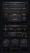 © Mohan - Futuristic user interface design with dark gray and orange color theme for technology, app, website, or game.