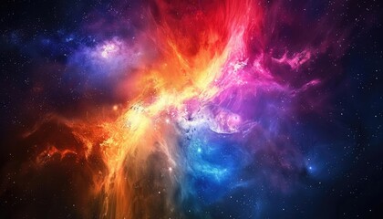 Wall Mural - a vibrant cosmic nebula with swirling colors and stars