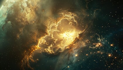 Wall Mural - cosmic nebula with glowing dust and stars