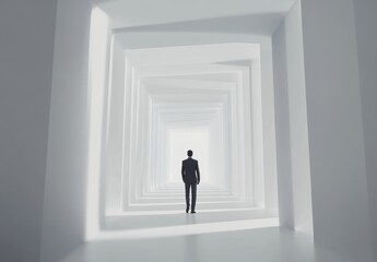 Wall Mural - Man in White Corridor.