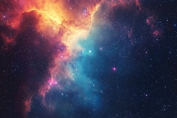 Wall Mural - a cosmic nebula with vibrant hues and scattered stars