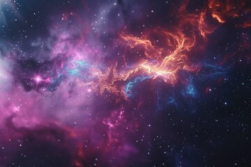 Wall Mural - cosmic nebula with swirling gaseous clouds and stars