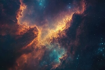 Wall Mural - a cosmic landscape of nebulas and stars