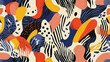 © Abubakar - A seamless pattern with a mix of vibrant fashion elements and abstract textures. The design features colorful geometric shapes, flowing lines, and intricate textures that evoke a sense of style