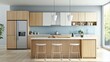 © diwek - Modern Kitchen Design with Island and Stainless Steel Refrigerator