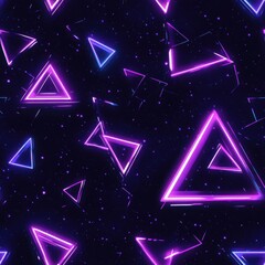 Leinwandbilder - A mesmerizing display of glowing neon triangles set against a starry dark background in a futuristic design