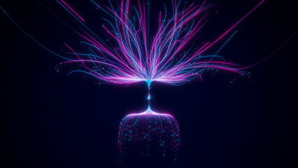 Wall Mural - big data artificial intelligence machine learning neural network flow complex information science in