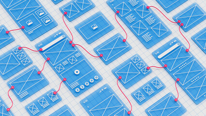 Wall Mural - ux ui flowchart connection node graphic designer creative planning application process development d