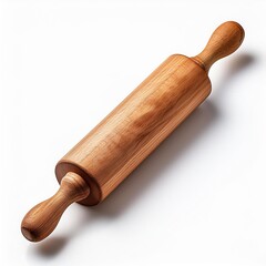 wooden rolling pin isolated on white background