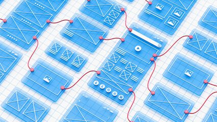 Wall Mural - ux ui flowchart connection node graphic designer creative planning application process development d