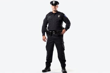 Police woman adult white background protection.