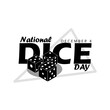 © Robert Yap - National Dice Day to celebrate on December 4th. Three black dice with bold text on white background.
