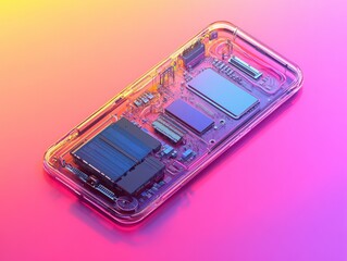 Aufkleber - A close-up view of a smartphone's intricate internal components against a vibrant background showcasing advanced technology and design