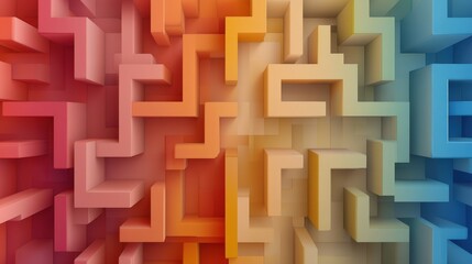 Wall Mural - colorful symmetrical maze illustration in 3d style