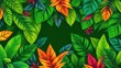 © vilavanh - A vibrant and colorful tropical leaf pattern background, botanical, summer