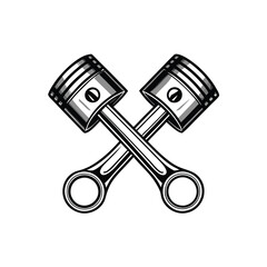 monogram icon with two crossed pistons in a minimal and modern style, perfect for a automotive or en