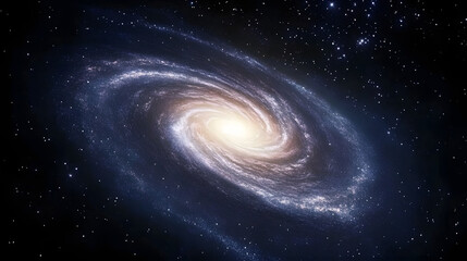 Wall Mural - universe with stars, space nebula and spiral galaxy. cosmic animation 4k with blue starlight shine o