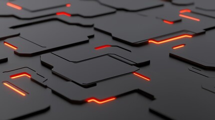 Wall Mural - abstract technology background showcasing dark layers with glowing red lines.