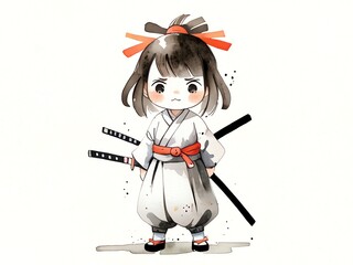 Sticker - Cute Samurai Girl