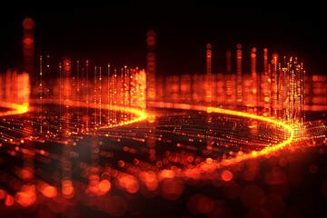 Wall Mural - vibrant optical fiber cable glowing against a dark, abstract technology background, showcasing advan