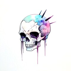 Sticker - Watercolor Skull Art