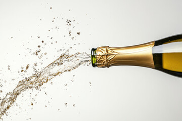 Bubbles bursting from a champagne bottle in a celebratory moment of joy and festivity