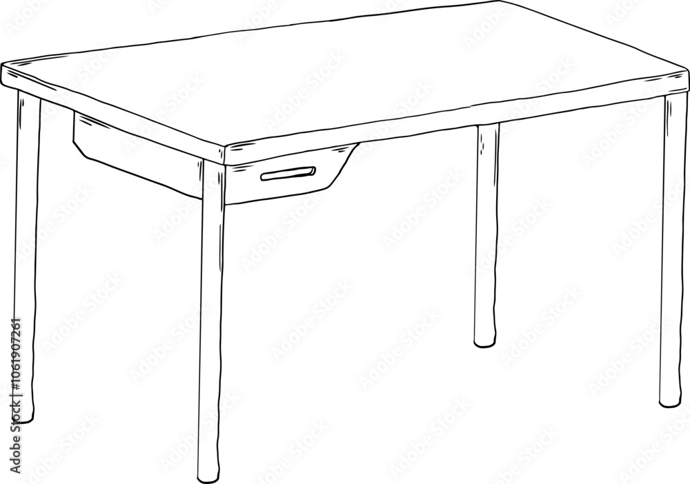 sketch office desk furniture Stock Vector | Adobe Stock