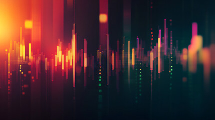 Poster - Futuristic data grid with abstract glowing lines and vibrant red and orange colors in a technology background