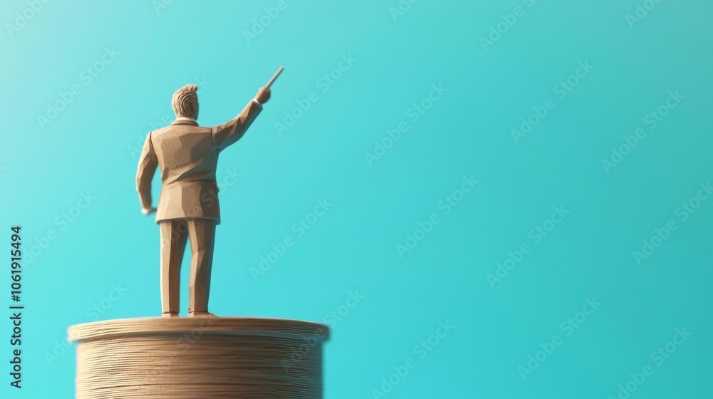Leader directing a symphony of employees, each performing efficiently ...