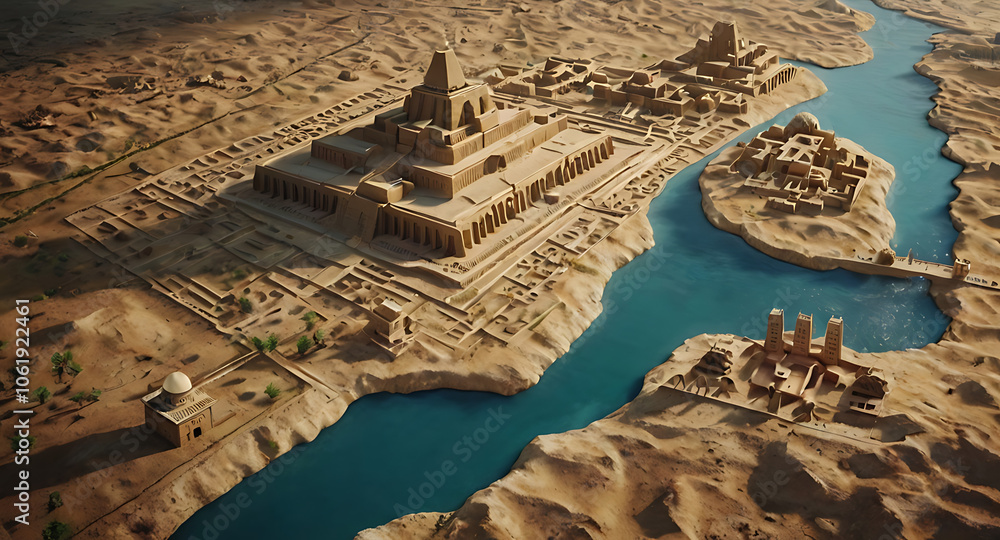 An ancient map of Mesopotamia featuring rivers, ziggurats, cities, and ...