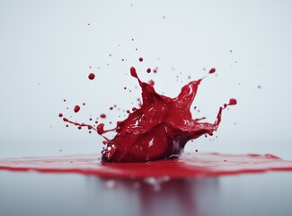 Vibrant red liquid splash on a white background