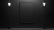 © Haki - A black framed canvas mockup with two street lamps in the dark.