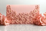 Pink Floral Lace Card with Gold Glitter Detail