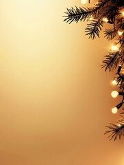 Aufkleber - Minimalist Christmas Background with Pine Branches and Warm Festive Lights : Generative AI