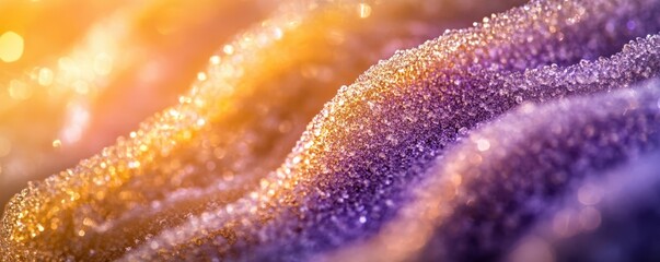 Sparkling glitter and bokeh lights in vibrant purple and gold tones
