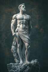  A marble statue symbolizing ancient strength against a motivational backdrop.