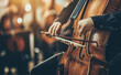 © Curioso.Photography - A musician playing the cello in an orchestra, emphasizing the craftsmanship and focus in a classical music performance.