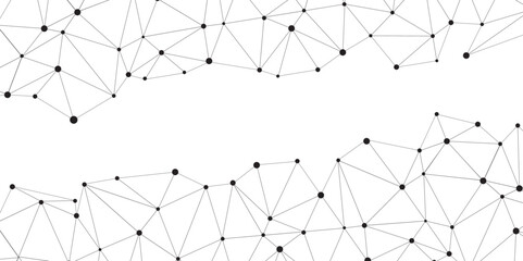 Leinwandbilder - Abstract geometric background with connecting dots and lines with low poly triangle shapes. Polygonal Mesh Background Vector design digital technology concept Global network connection data structure.