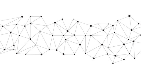 Fototapete - Abstract geometric background with connecting dots and lines with low poly triangle shapes. Polygonal Mesh Background Vector design digital technology concept Global network connection data structure.